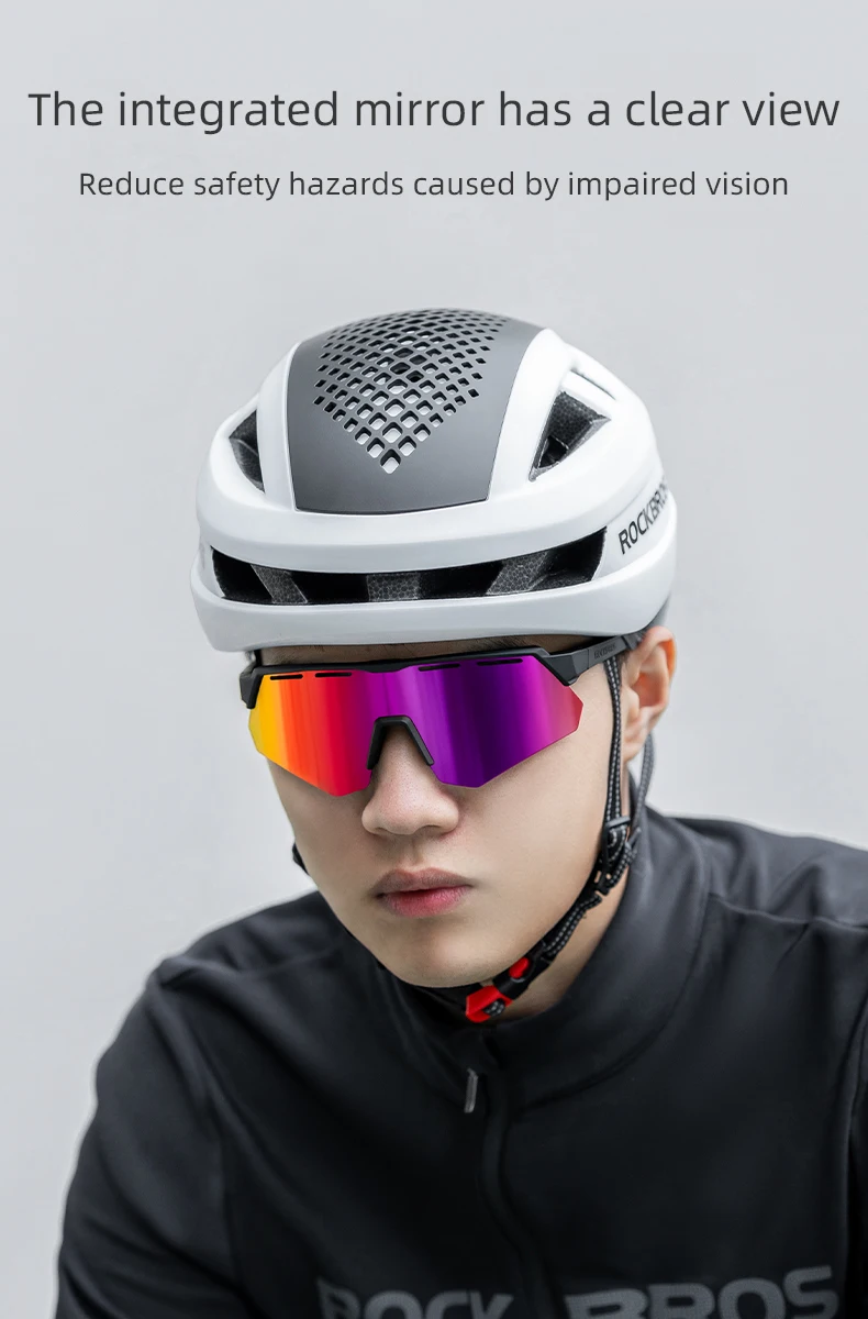 ROCKBROS 4-Linsen-Fahrradbrille Polarisiert für Männer und Frauen, Fahrradbrille MTB Rennrad-Brillen mit Myopie-Rahmen Sonnenbrille – Detail 14