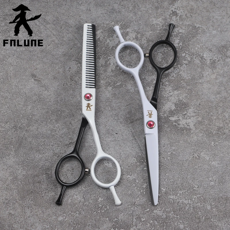 Tesouras do Salão de Beleza do Cabelo Acessórios de Corte Fnlune Preto Branco Profissional Corte Barbeiro Tesoura Ferramenta Cabeleireiro 5.5 4 Home & Garden