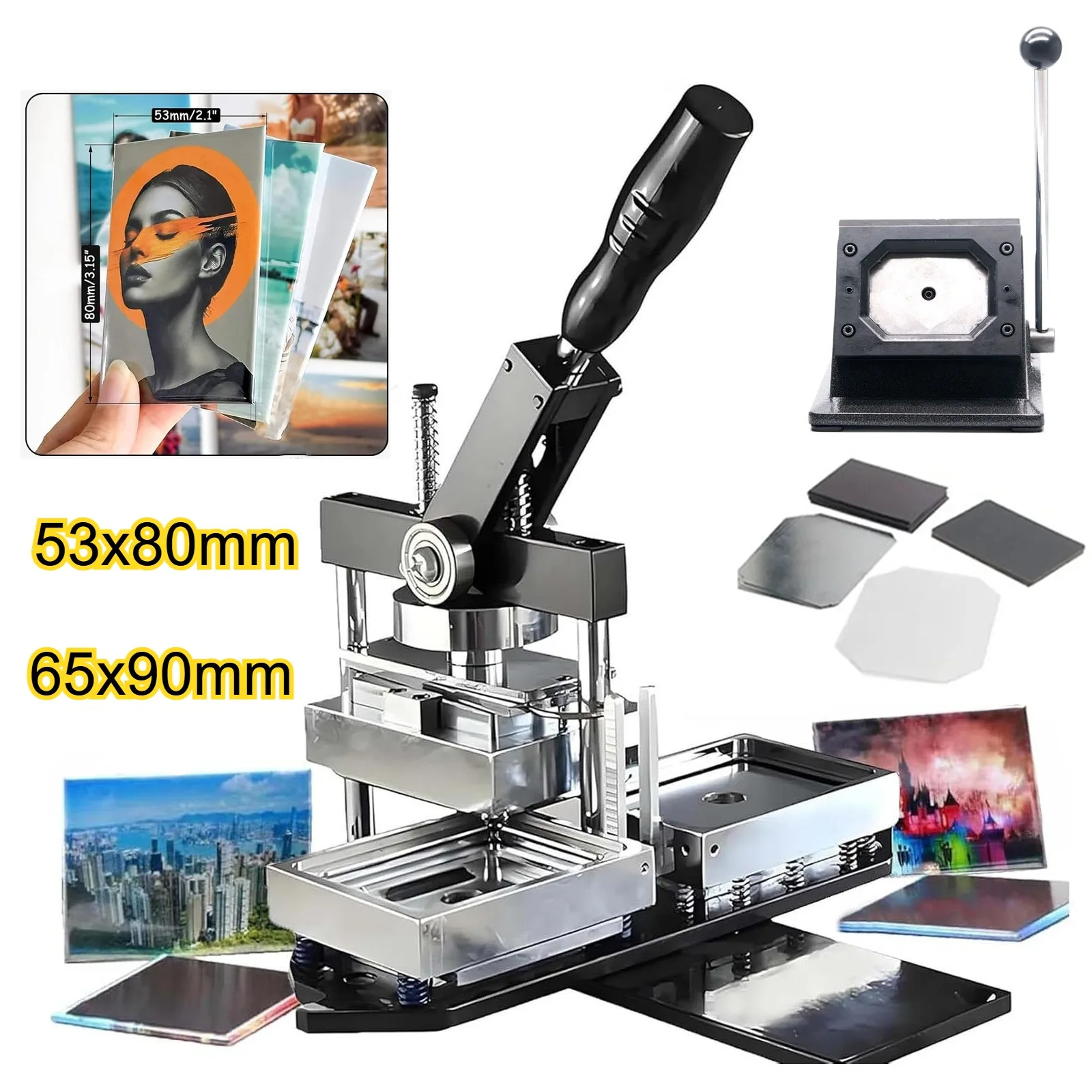 ชุดเครื่องทำแม่เหล็กติดตู้เย็นรูปสี่เหลี่ยมผืนผ้าขนาด 80x53 มม./90x65 มม. สำหรับงาน DIY พร้อมที่ตัดกระดาษ 1 อัน และวัสดุ 100/500 ชุด สำหรับทำงานฝีมือที่บ้าน 1