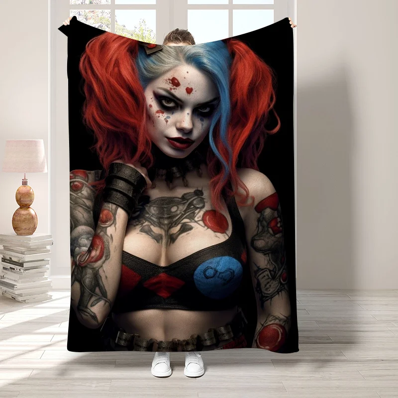 H-Harley Quinn Cute Throw Blanket Nordic Decorative Sofa Blankets for Bed Bedroom Decoration Bedspread the Fluffy Soft Fleece 6