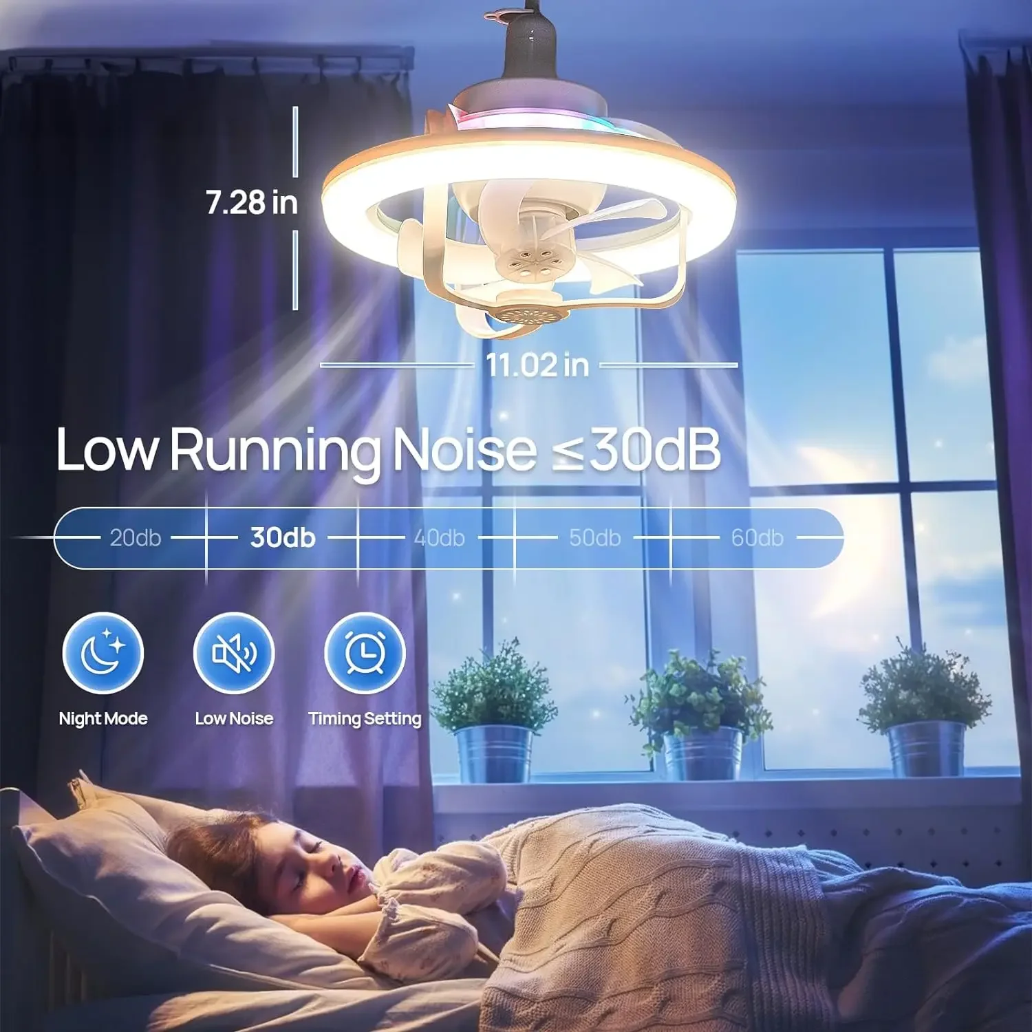 LED Ceiling Fan Lights LED Fan Light E27 Ceiling Fan Bulb LED Light Remote Control Chandelier RGB Color Dimmable Ventillator Lamp Home Lighting