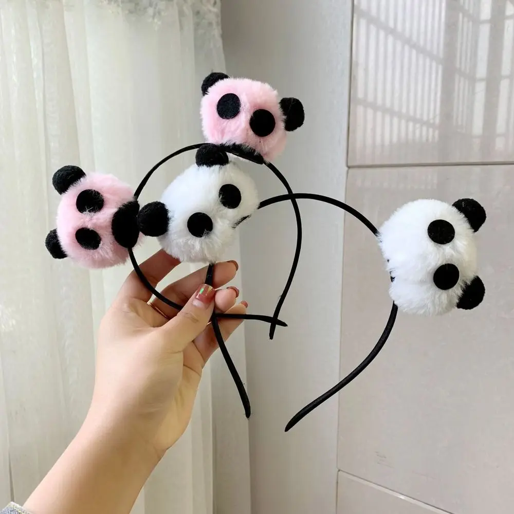 Cartoon Panda Headband Cute Animal Doll Chinese Style Hair hoop Hairband Hair Clip Plush Hair Band Girl soft pvc cartoon animal keychain blue green yellow white keyring car cute girl boy lover bag pendant toy doll lanyard