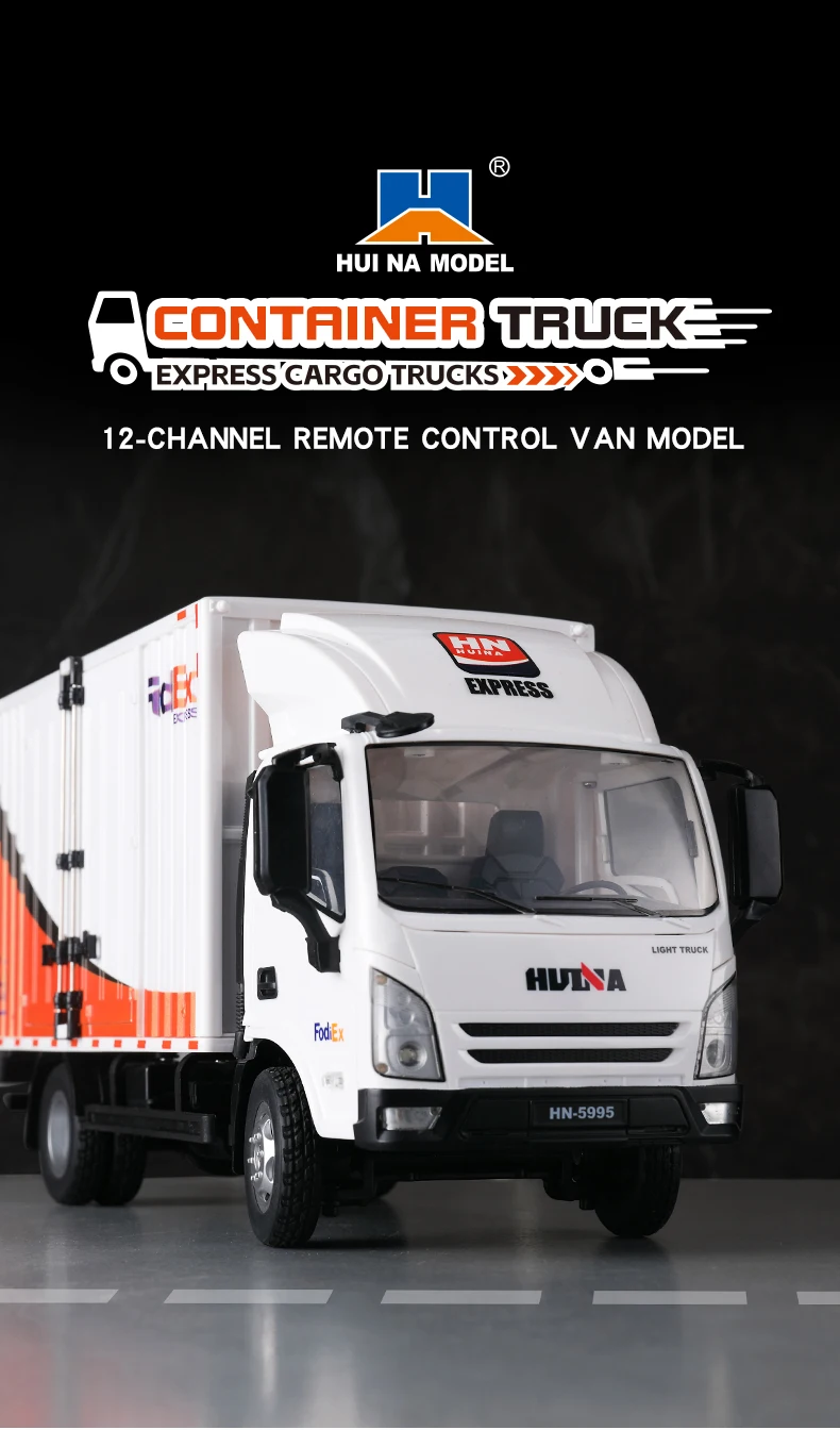 Huina 1:18 RC car 12CH Remote Controlled express delivery car loading transport car Small Cargo Truck Floating Van Small Truck