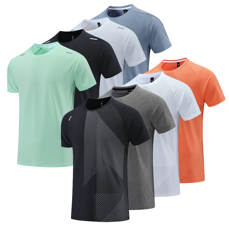 Custom LOGO Men Running T-shirt Fitness Sports Top Gym Training Shirt Jogging Casual Sportswear Quick Dry Outdoor Sports Shirt 4