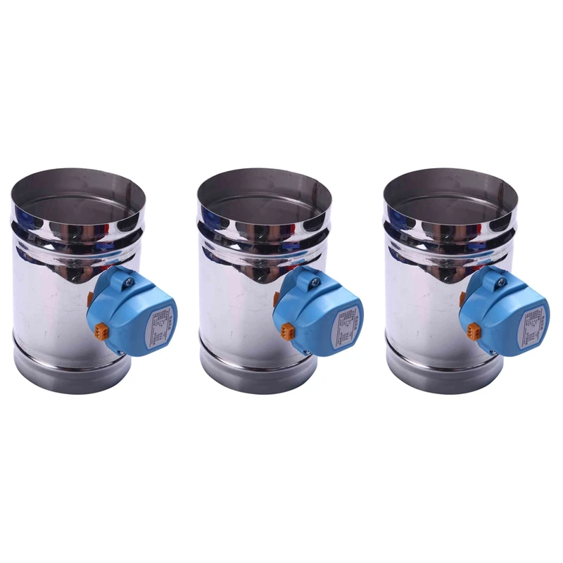 

3X 125Mm Stainless Steel Air Damper Valve HVAC Electric Air Duct Motorized Damper For 5 Inch Ventilation Pipe Valve 220V