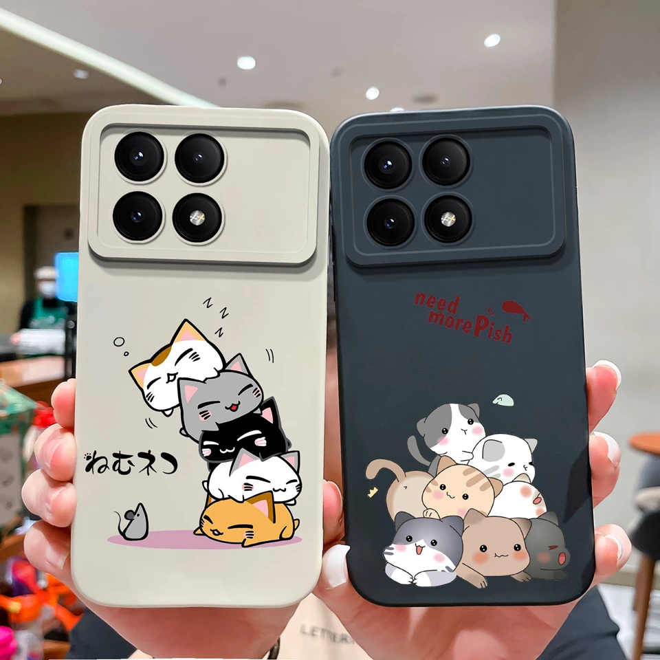 Custodie Per Xiaomi Redmi K70 K70E K70 Pro Poco X6 Pro Lovely Cat Cover Posteriore Liquida Per Xiaomik70 K70E K70 Pro Poco X6 Pro Coque