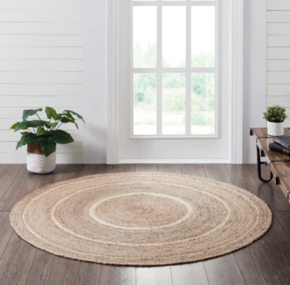 

Natural Jute Rug Round Carpet for Living Room Hand Braided Farmhouse Hallway Floor Mat Area Rug Home Bedroom Decor