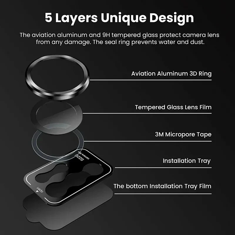 Premium Metal Camera Lens Protector Glass - Full Cover Phone Lens Protection