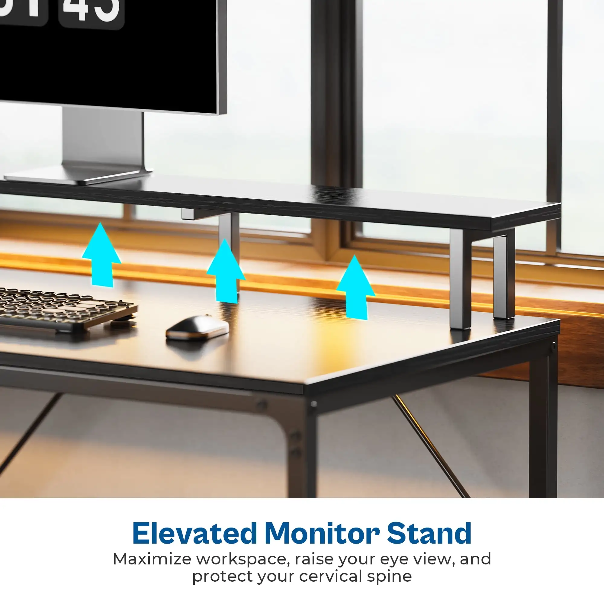 Desk with Drawers, 46" Gaming Desk with LED Lights, Computer table Small Office table with Outlets 6