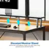 Desk with Drawers, 46" Gaming Desk with LED Lights, Computer table Small Office table with Outlets 6