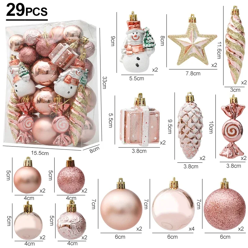 

29/20Pcs Christmas Tree Balls Hanging Pendant Candy Cane Pine Cone Ornament Set Christmas Home Decoration 2024 Navidad New Year