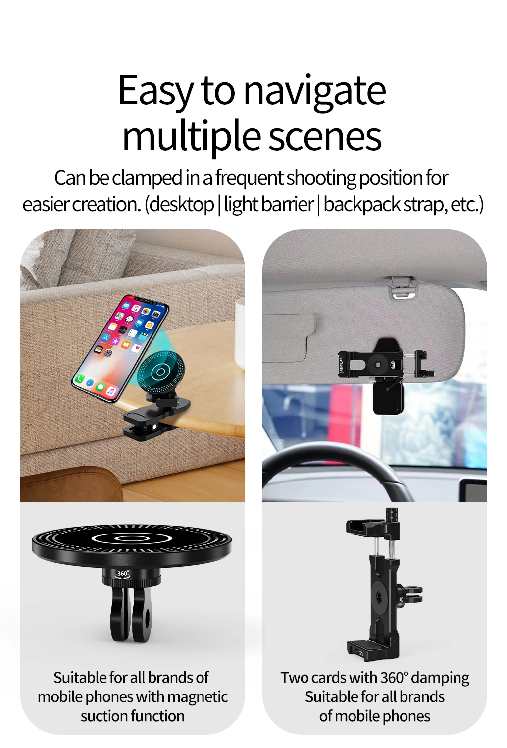 Schnellverschluss-Rucksack-Gurt-Clip-Halterung mit Kaltschuh, kompatibel mit Gopro DJI OSMO Insta360 Smartphones, Ständer-Clip-Klemme – Detail 23