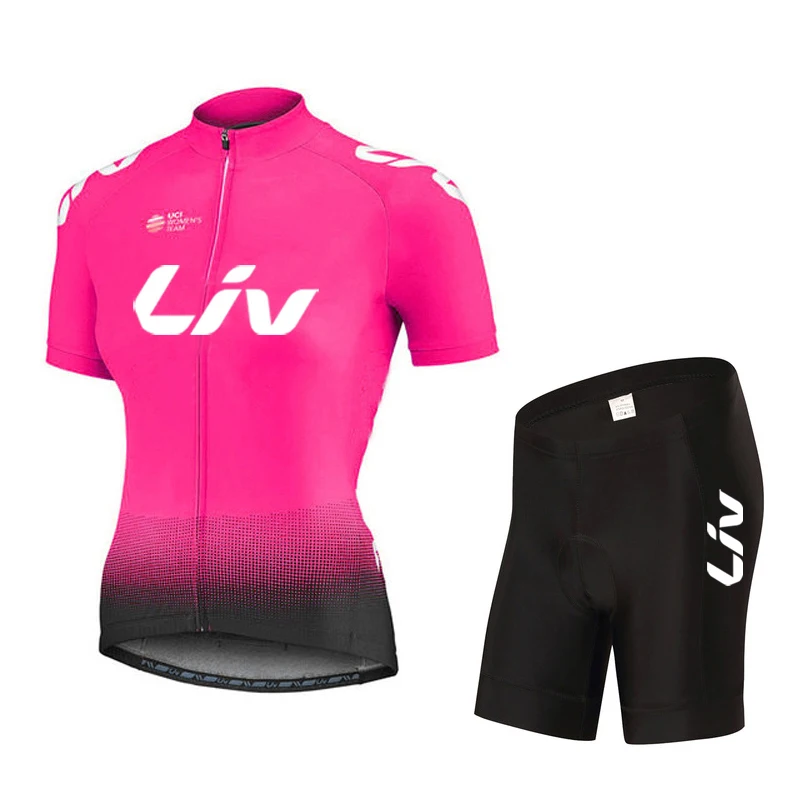 Women Summer Short Sleeve Cycling Clothing LIV Road Bike Jersey Set BIB Gel Shorts Sport Suit Female Bicycle Clothes MTB Dress