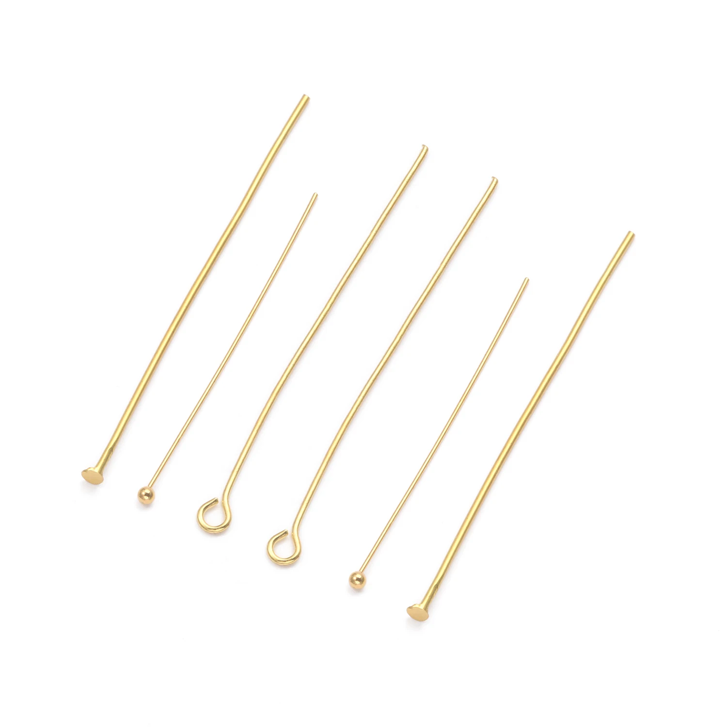 200pcs/Bag 20 25 30 40 50 60mm Flat Head Pins Gold/Silver  Color/Bronze/Rhodium Headpins For Jewelry Findings Making DIY Supplies