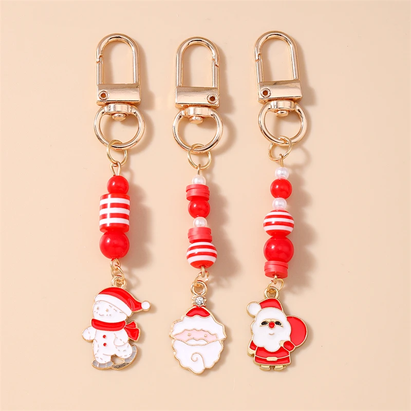 Niedliche Weihnachts-Schlüsselanhänger Emaille Weihnachtsmann Schneemann Anhänger Schlüsselringe für Frauen Männer Auto-Schlüssel Handtaschen-Schlüsselketten DIY Schmuck Geschenke