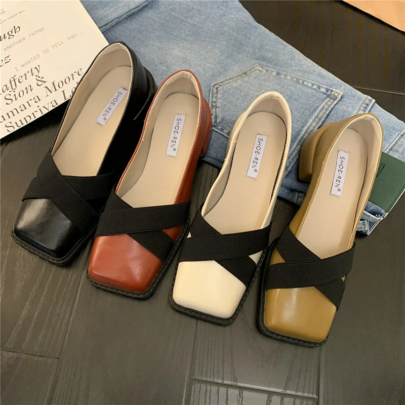 ZOOKERLIN Thick With Shoes For Women's Pumps Slip On Comfortable High Heels Mary Jane Sandals Ladies Shallow Basketball Platform