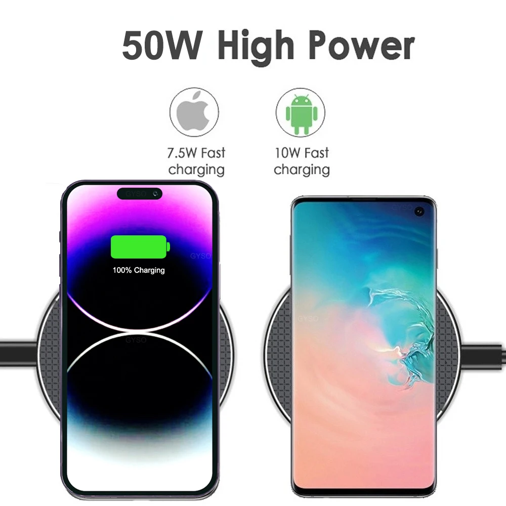 50W Wireless Charger for Xiaomi mi 13 12 Samsung Galaxy Note 10