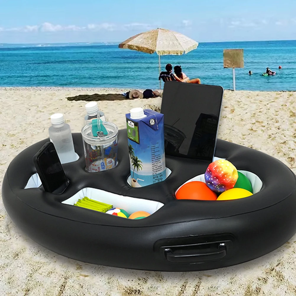 Inflatable Drinks Holder Pool Beer Drinks Holder Multifunctional Drinks Cooler Tray PVC Blow Up Cup Coasters for Summer Party