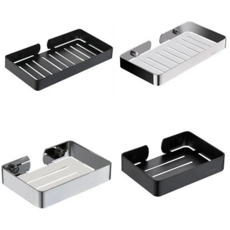 1 Set of Stainless Steel Wall Mounted Soap Rack Bathroom Storage Container Extended Household Soap Rack Square Shower Soap Tray