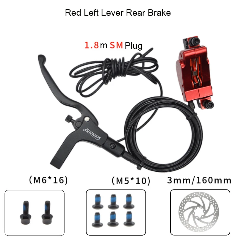 Set Freno Idraulico Per Ebike E Scooter – Leva In Alluminio 22 Mm, Pin SM 2, Cavo 1,6 M, Olio Minerale, SX/DX