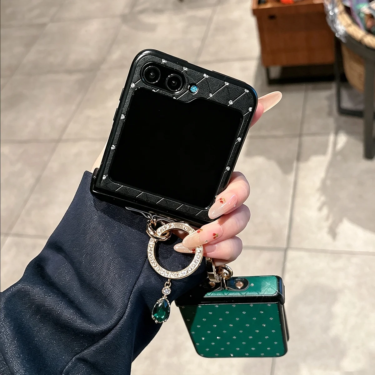 Rhombus Grid Faux Leather Diamond Hard Phone Case