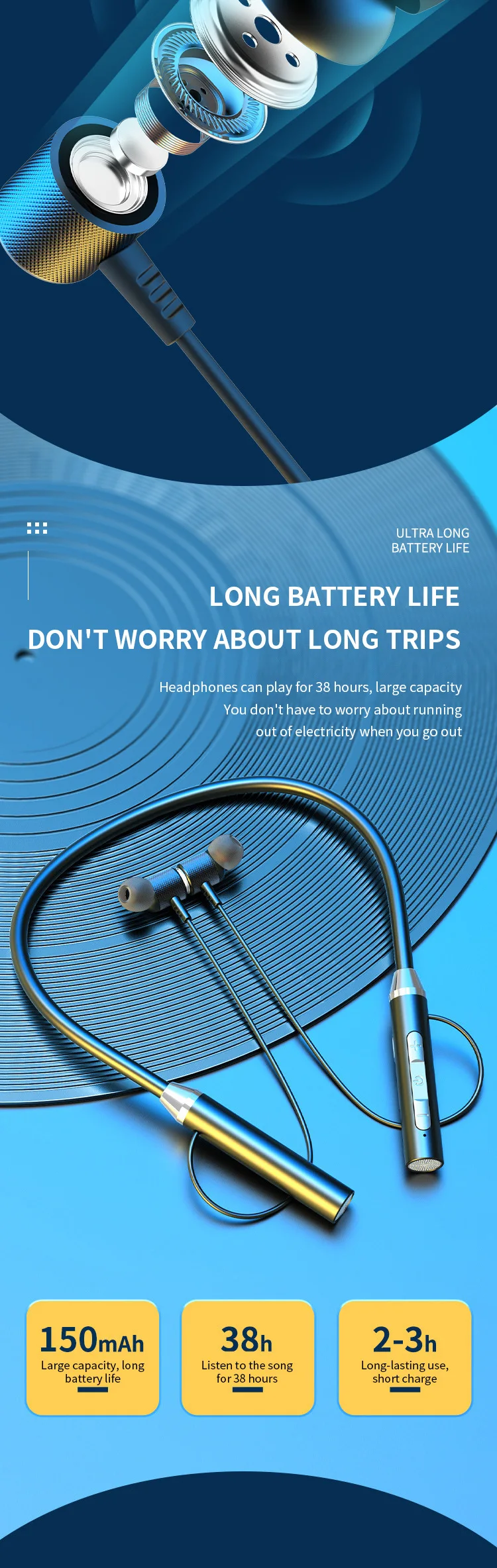 Wireless Bluetooth Headphones In-ear Neckband Sports Headset_voghion.com