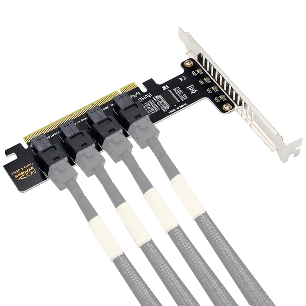 Placa Adaptadora de Expansão Pci-e X16 Portas Sff8643 U.2 Nvme Suporte Ssf 8643 a Sff9639 Ssd - Imagem 6
