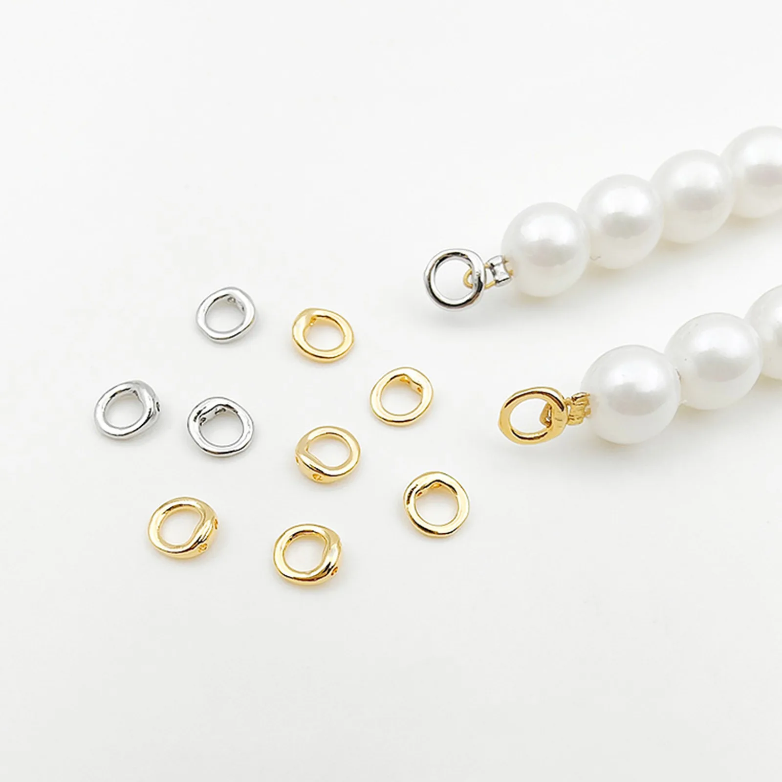 10 Stück/20 Stück Messing-Endperlenspitze, Doppelloch-Verbindungsringe, Endkappen für Halskette, Armband, Schmuckherstellung, Zubehör, 5,5 mm Durchmesser. – Detail 1