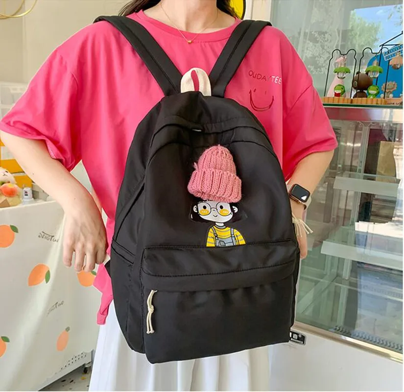 Fashion Shoulder Strap School Bag Student School Bag Children's Girl Sweet And Cute Lightweight solid Color Casual Backpack