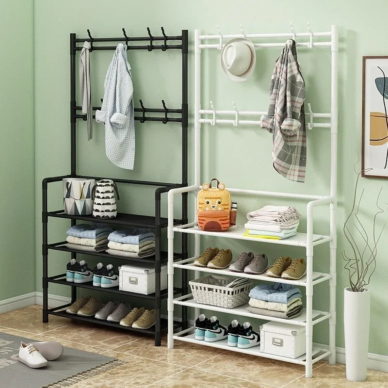 67-Inch Shoe Rack Multifunctional Metal 5-Tier High Capacity Storage 8 Double Hooks For Entryway Organization shoe rack shoe organizer