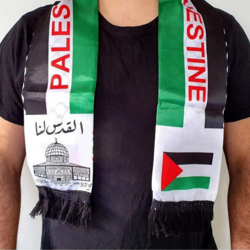 

1-5Pcs Double Side Palestine Shawl Waterproof Colorfast Palestine Scarf Flag Printing Satin National Day Scarves Country Flag