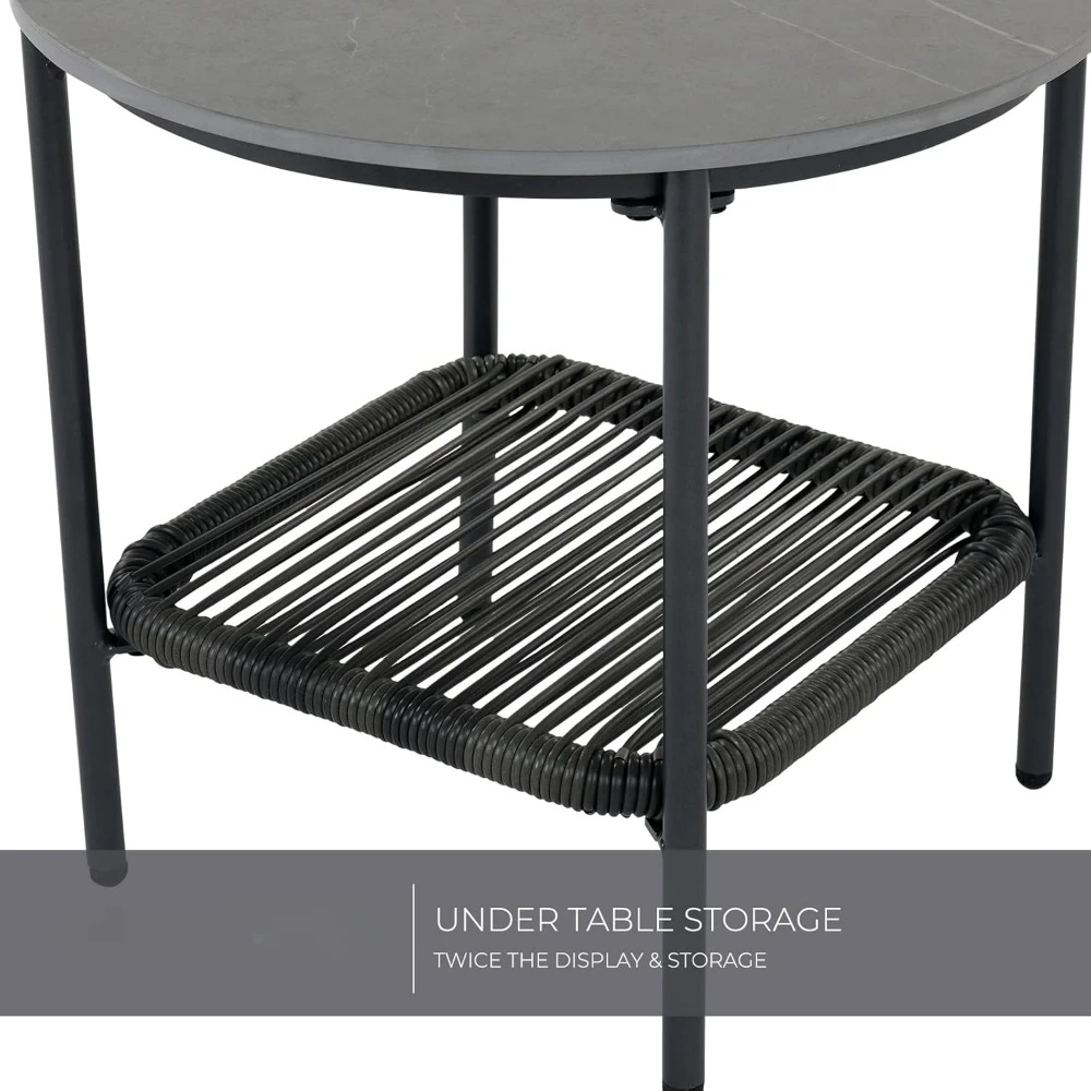 Outdoor 3-Piece Conversation Seating Set - Low Slung Comfort, Lightweight Aluminum Frame, Water-Resistant 6.25" Thick Cushions 4