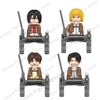WM6148 Attack on Titan Levi Ackerman Eren Mikasa giant Annie Japanese anime bricks mini action toy figures building blocks Gifts 3