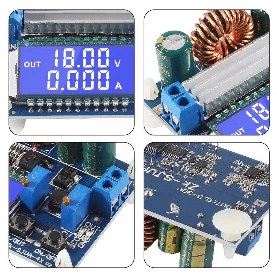 DC-DC Buck Boost Converter Module 5.5-30V to 0.5-30V 4A 35W Adjustable Step Up Down Voltage Regulator LCD Digital Voltmeter image 2
