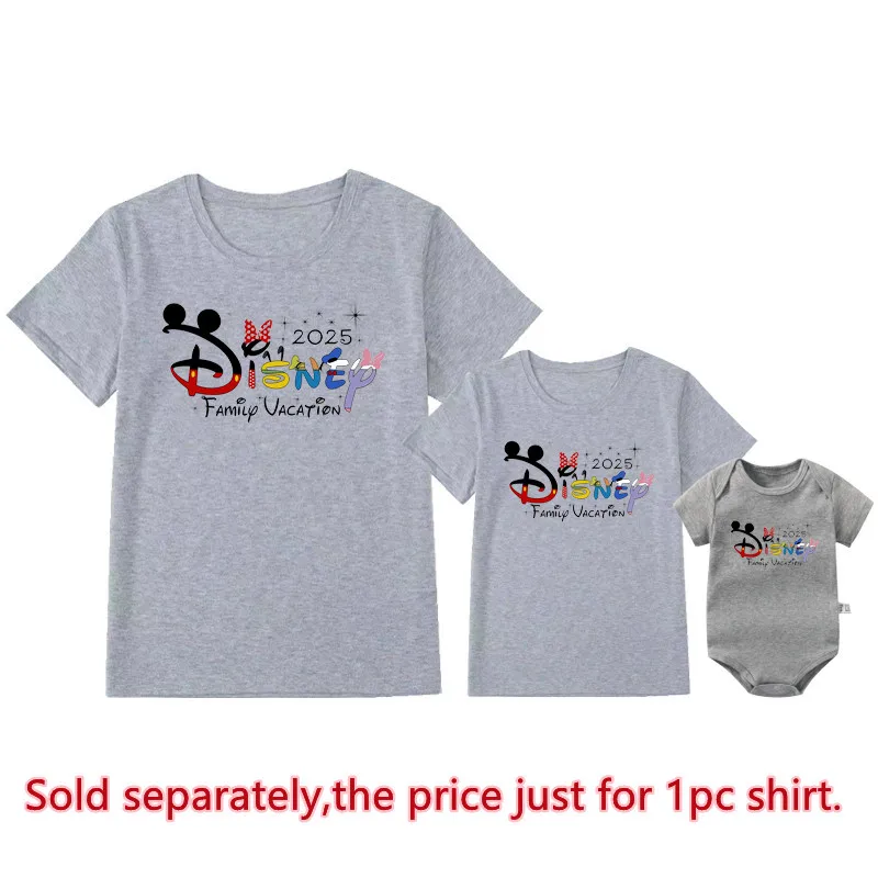 2025 Disney Family Vacation Shirts Father Mother Daughter Son Kids Tshirts Look First Disneyland Trip Family Matching Outfits 5