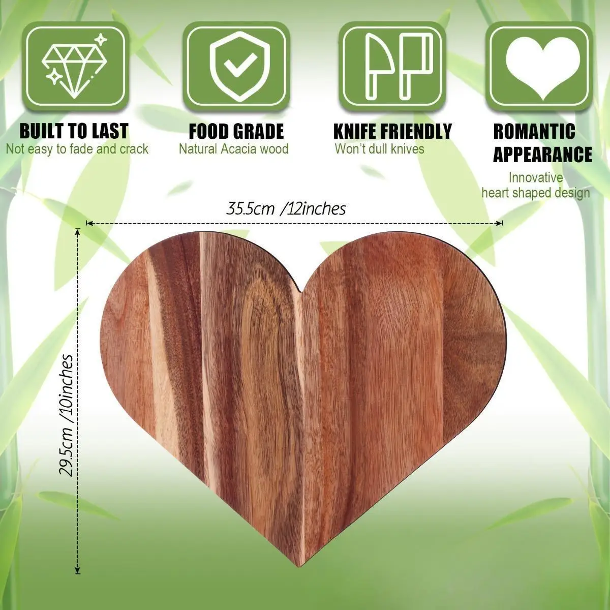 Wooden Heart Shaped Cutting Board 35.5x29.5cm for Valentine’S Dinner Smooth Surface Multipurpose Portable Serving Platter Wooden Heart Shaped Cutting Board 35.5x29.5cm for Valentine’S Dinner Smooth Surface Multipurpose Portable Serving Platter