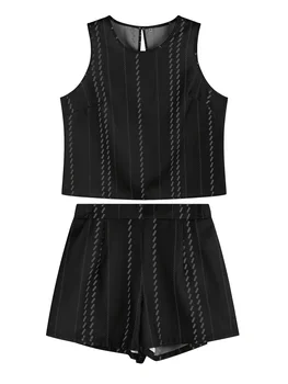 Black Ladies Large Size Woven Casual Set Comfortable Fashionable plus Size Outfit Women's Clothing Set Black