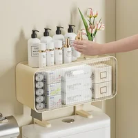 Toilet Shelf with Large Capacity, Multi-functional Wall-mounted Bathroom Storage Box Without Drilling 2