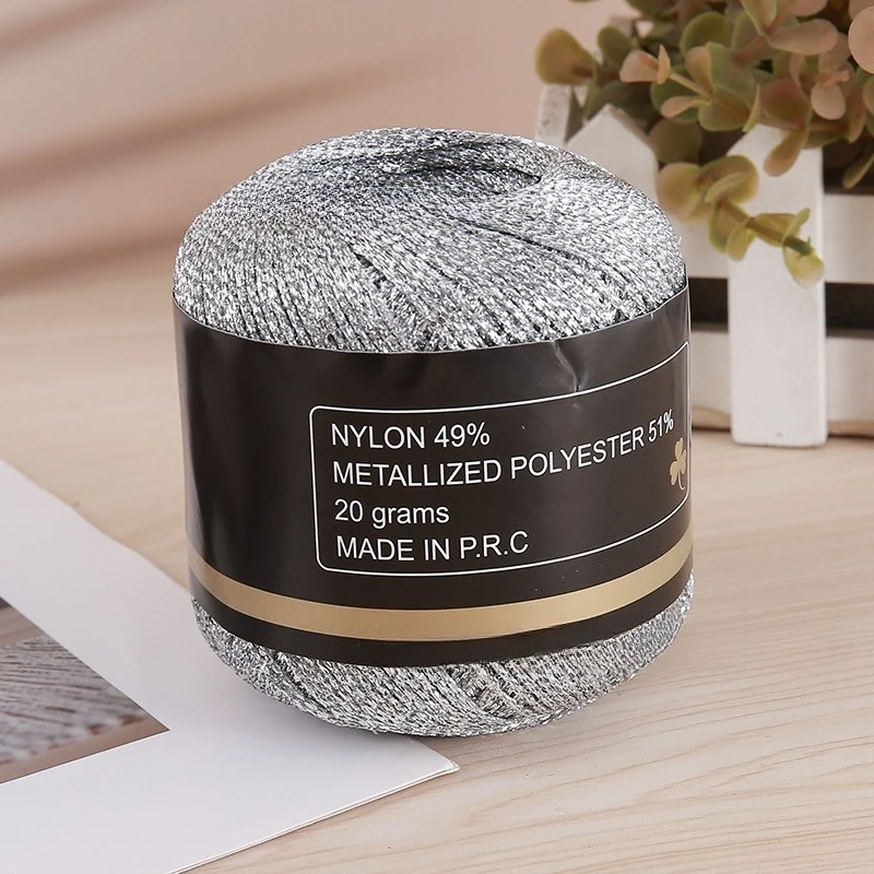 Luxurious Metallic PET Thread - 120 Meters of 2mm Gold & Silver Yarn for Hand Knitting, DIY Crafts, and Decorative Embroidery