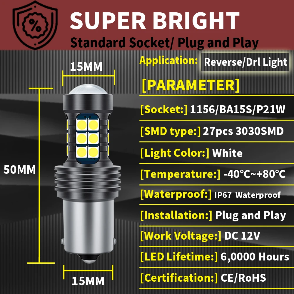 2pcs P21W 7506 BA15S LED  Ʈ Blub   Canbus For Volvo C30 C70 S40 S60 S70 S80 V40 V50 V60 V70 XC60 XC70 XC90