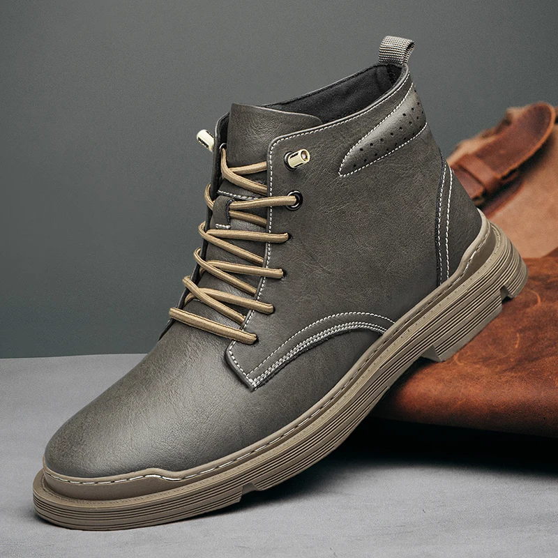 Hot Selling Men's High Top Shoes Winter Cold Resistant Ankle Boots Men's Business Boots Work Attire Boots Elevated Shoes
