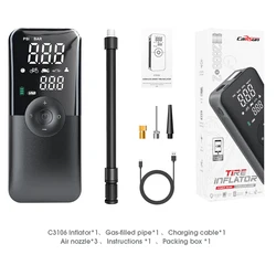 Rechargeable Electric Portable Tire & Ball Inflator with Digital Air Compressor (Black)
