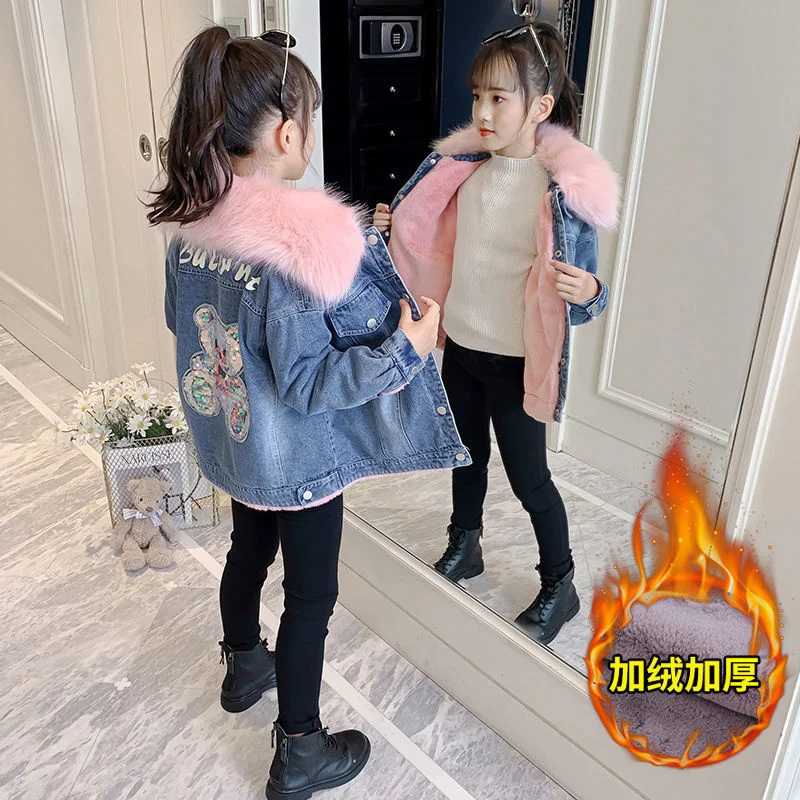 Cappotto Per Ragazze Giacca In Cotone Frangivento Outwear 2023 Pellicce Jean Warm Addensare Velvet Winter Skiwear Comfort School Abbigliamento Per Bam