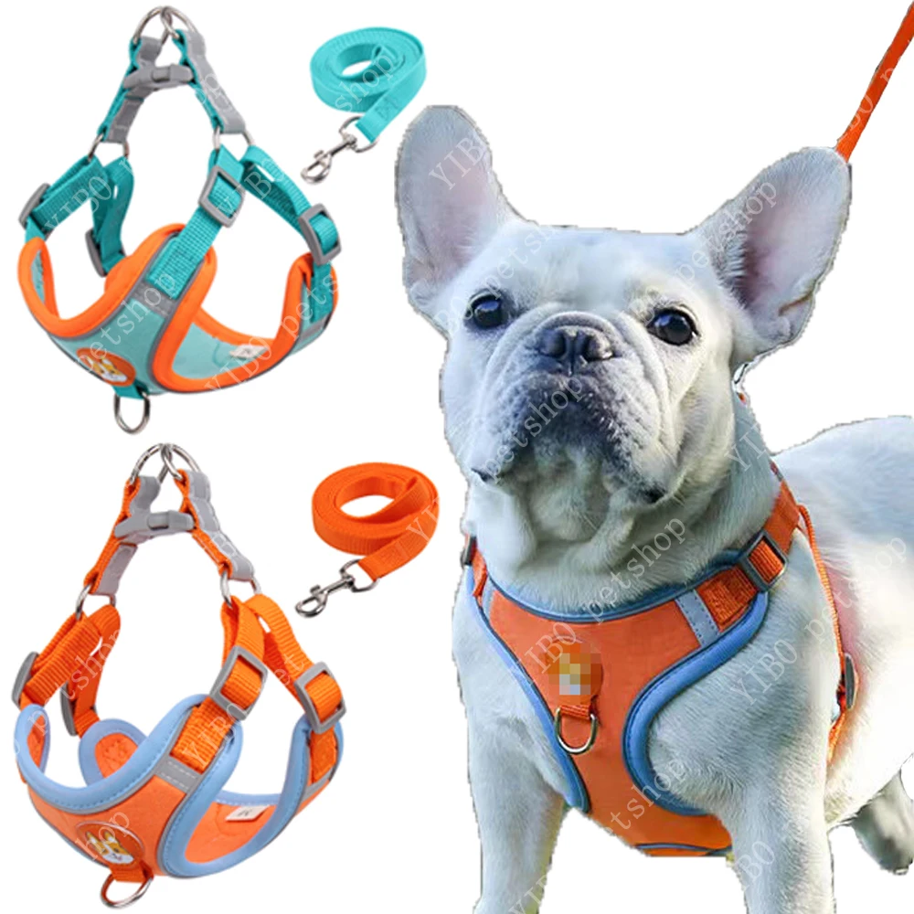 

Small Dog Harness with Leash, Reflective Adjustable for Puppy Cat Vest Harness