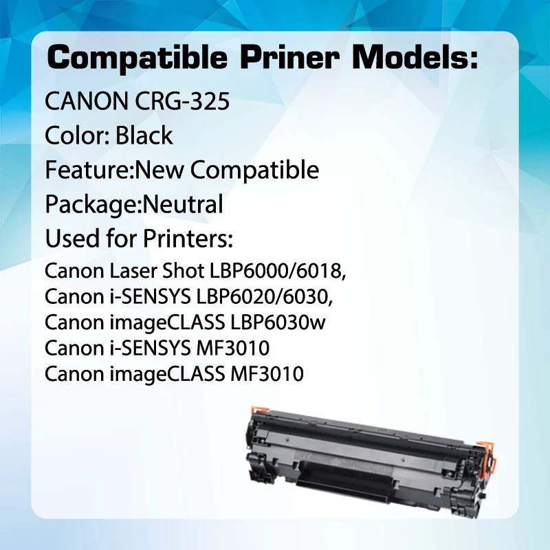 TONER Cartridge Compatible For Canon Laser Shot LBP6000 6018 LBP6020 6030 LBP6030w MF3010 CRG-312 CRG 312 CRG-325 CRG 325