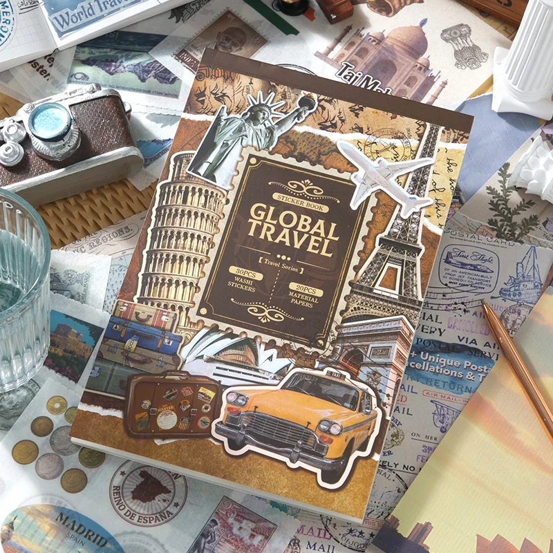 Mr. Paper, 50 Blatt/Buch, Aufklebermaterialbuch der Reiseserie, Reiselandschaft, Aufkleber, Dekoration, Sammelalbum, Handyhülle, Notizbuch