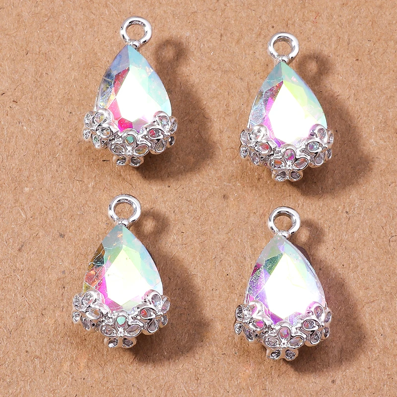 10 stücke Elegante Shinning Kristall Waterdrop Charms für Schmuck Machen Frauen Nette Tropfen Ohrringe Anhänger Halsketten DIY Handwerk Versorgung – Detail 9