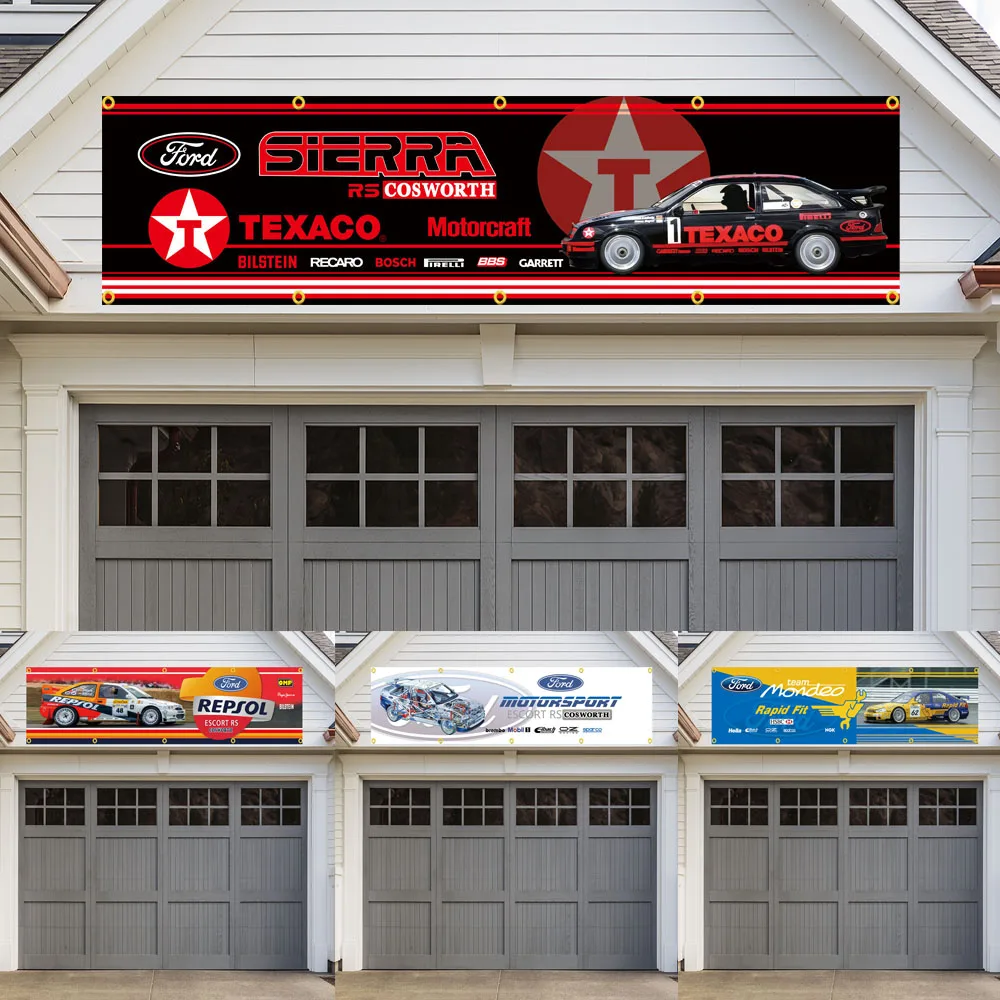 Ford Flag Racing Show Motoring Workshop Garage Banner Decorazione Poliestere Può Essere Personalizzato Outdoor Home 60X240Cm 2 X8Ft