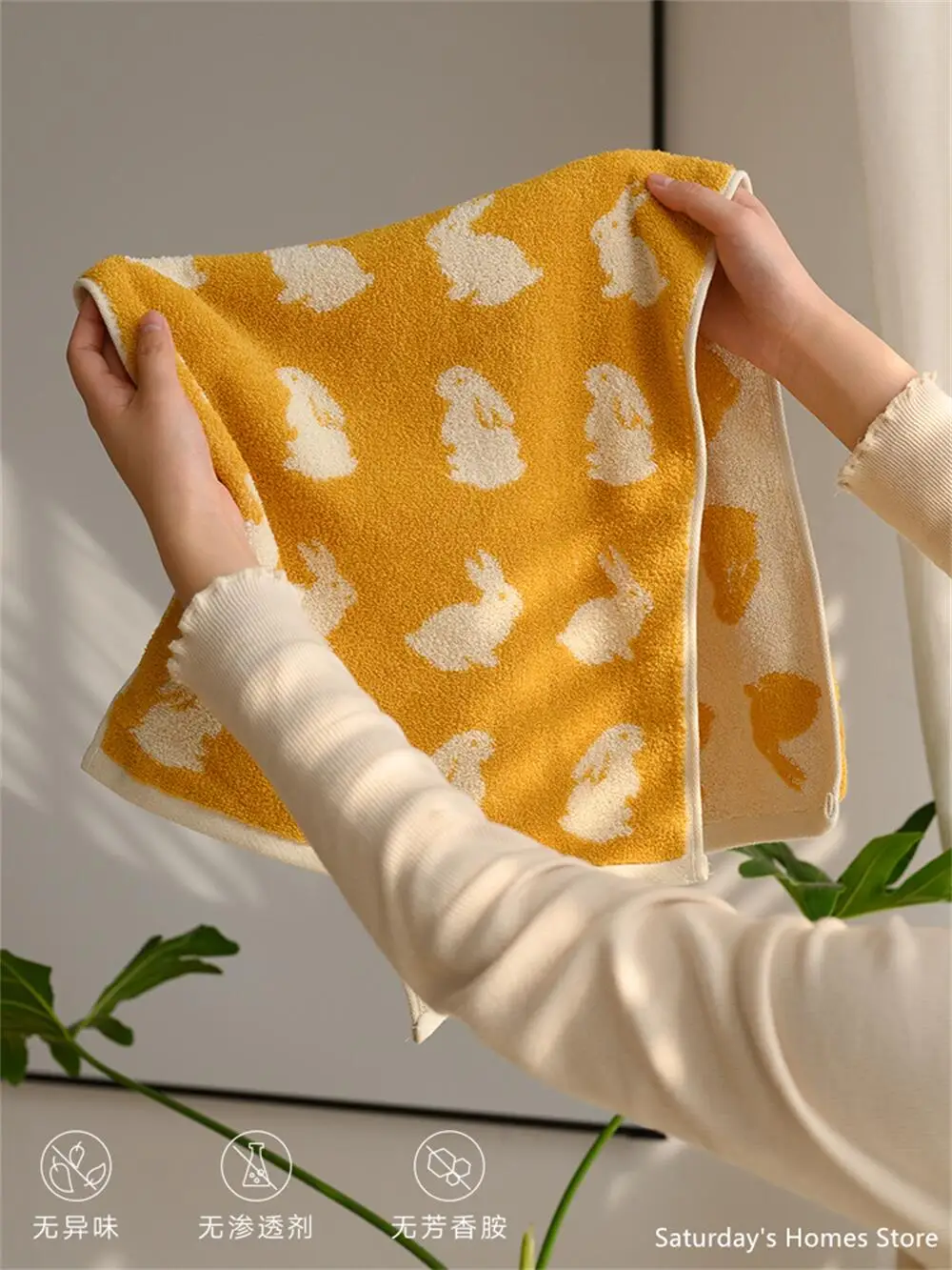 Description Picture 5 of itemCute Rabbits Patter Pure Towels Soft Kindly-Skin Face Towel Bathroom Absorbent Face Adult  Household Towels