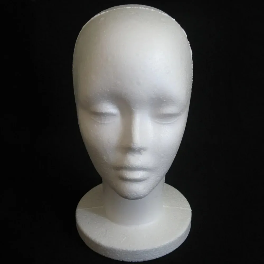 Foam Mannequin Head for Wig Display and Styling, White